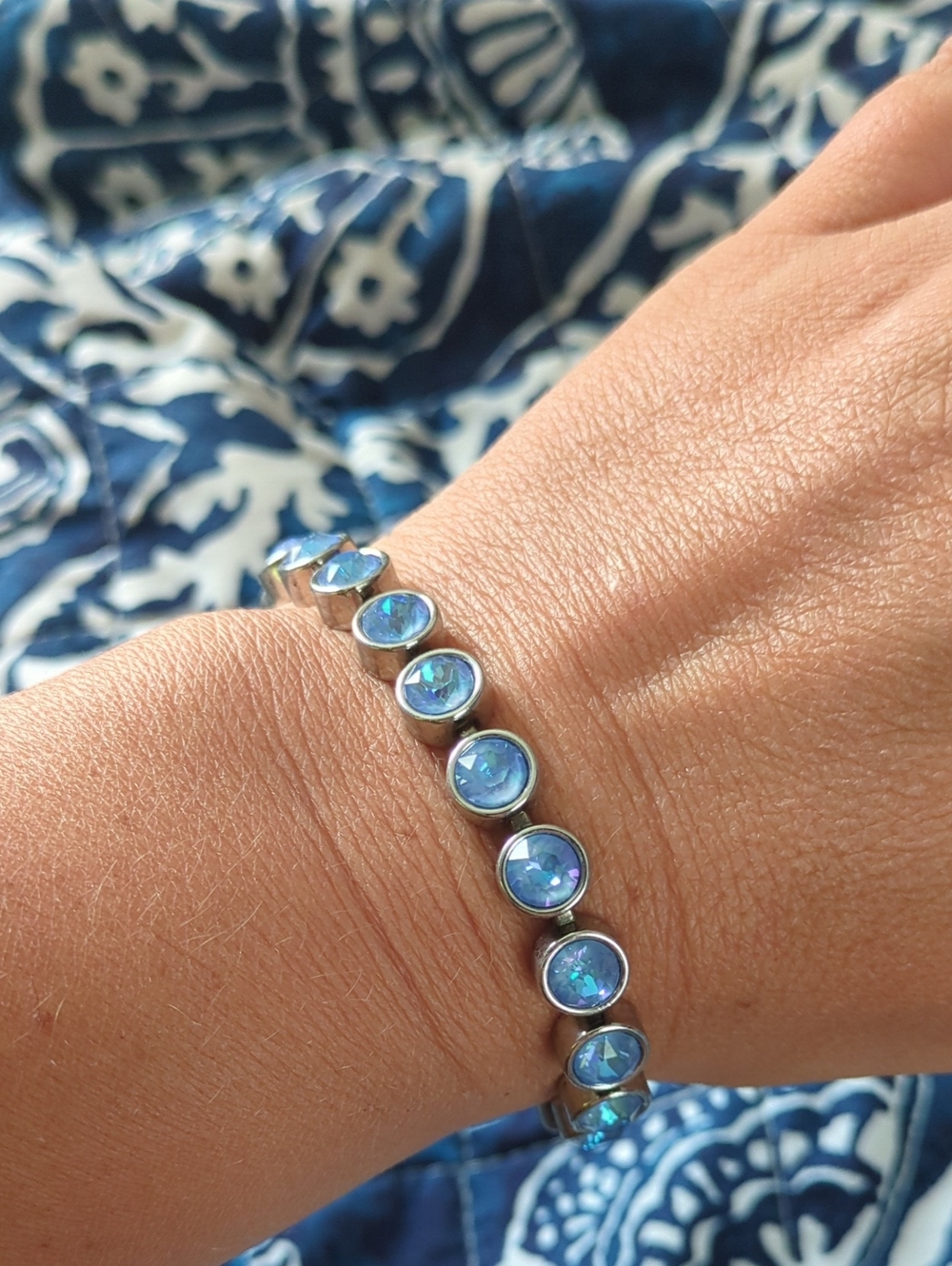 Blue Crystal Bezel Bracelet - Women Jewelry